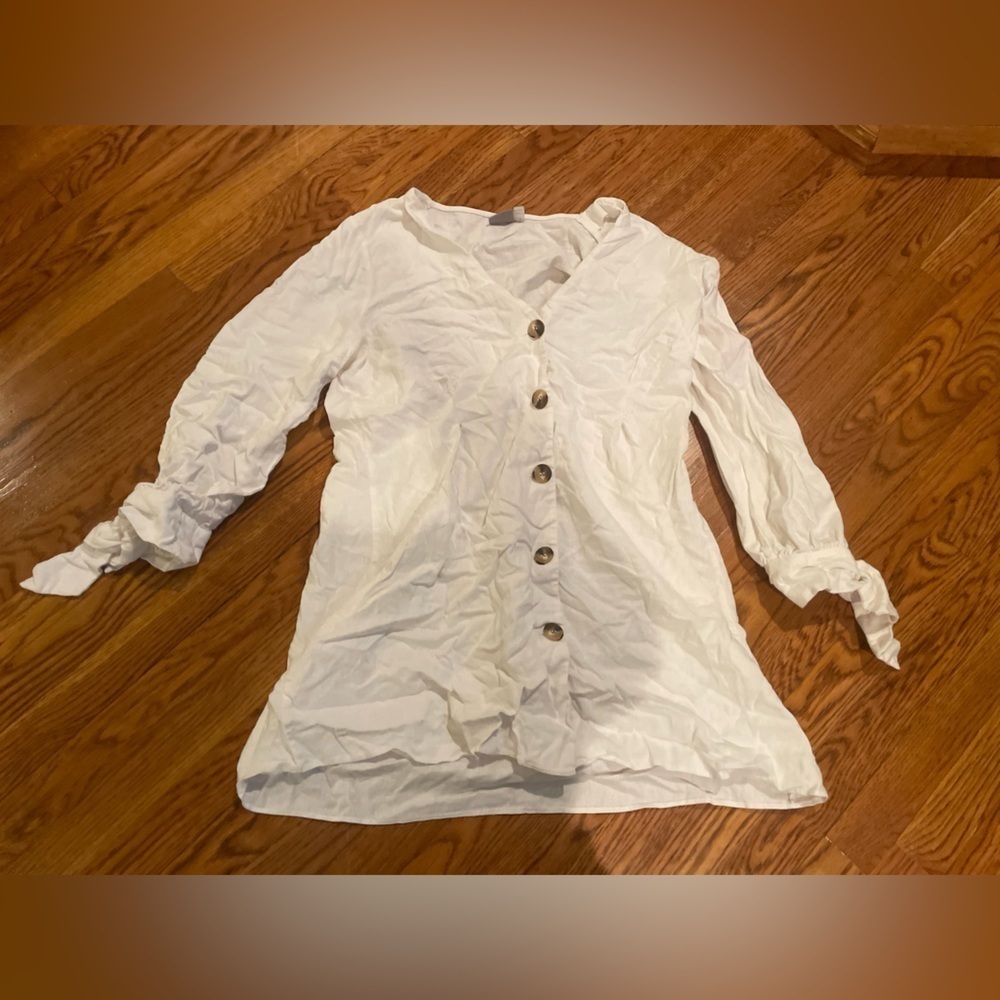 ASOS White Long Sleeve Button Top Size 14